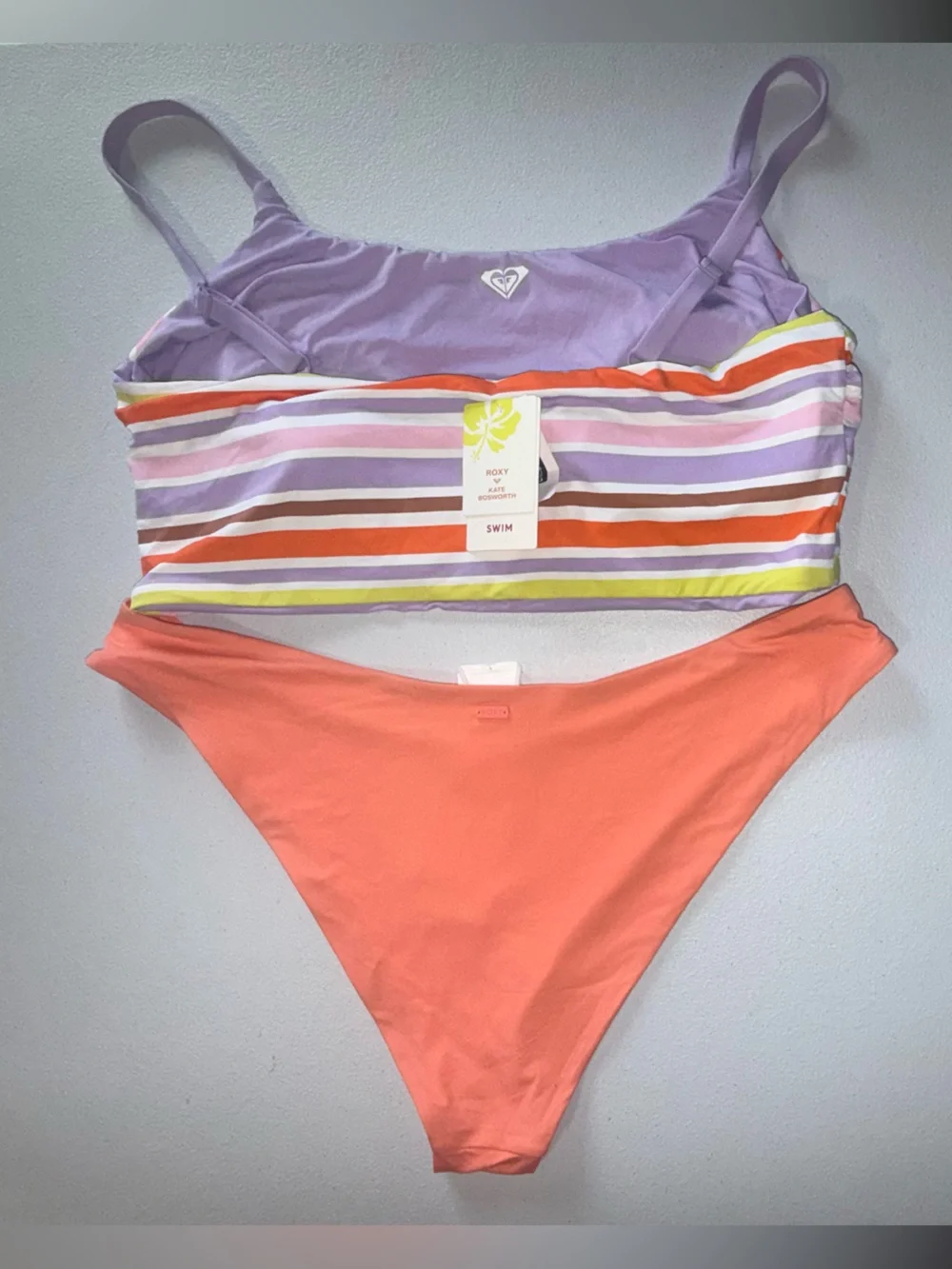 ROXY x Kate Bosworth NWT Striped Bikini Set XXL Colorblock 2-Piece Swimwear